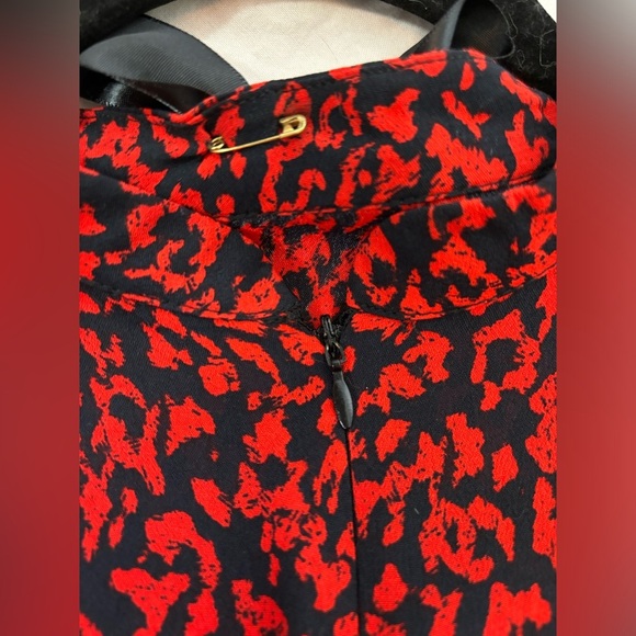 Zara dark Red‎ Animal Print Tiered Ruffle Babydoll dress XS coquette lolita - Picture 9 of 16